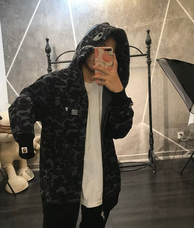 BAPE Shark Full Zip Hoodie Black Camo - 4
