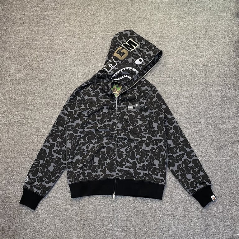 BAPE Shark Full Zip Hoodie Black Camo - 5