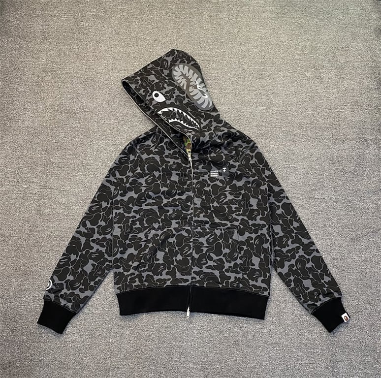 BAPE Shark Full Zip Hoodie Black Camo - 6