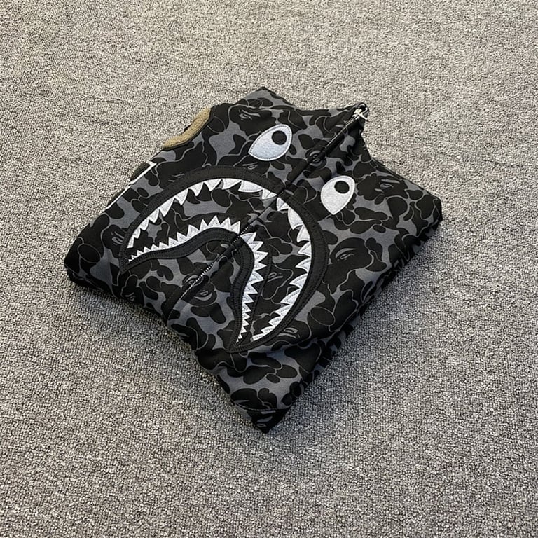 BAPE Shark Full Zip Hoodie Black Camo - 7