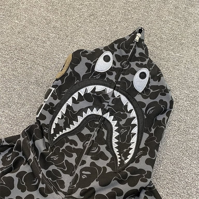 BAPE Shark Full Zip Hoodie Black Camo - 8
