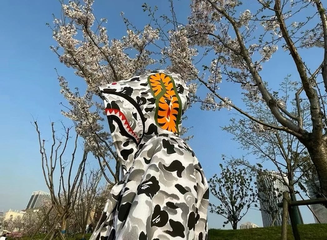 BAPE Shark Full Zip Hoodie Grey Camo - 11