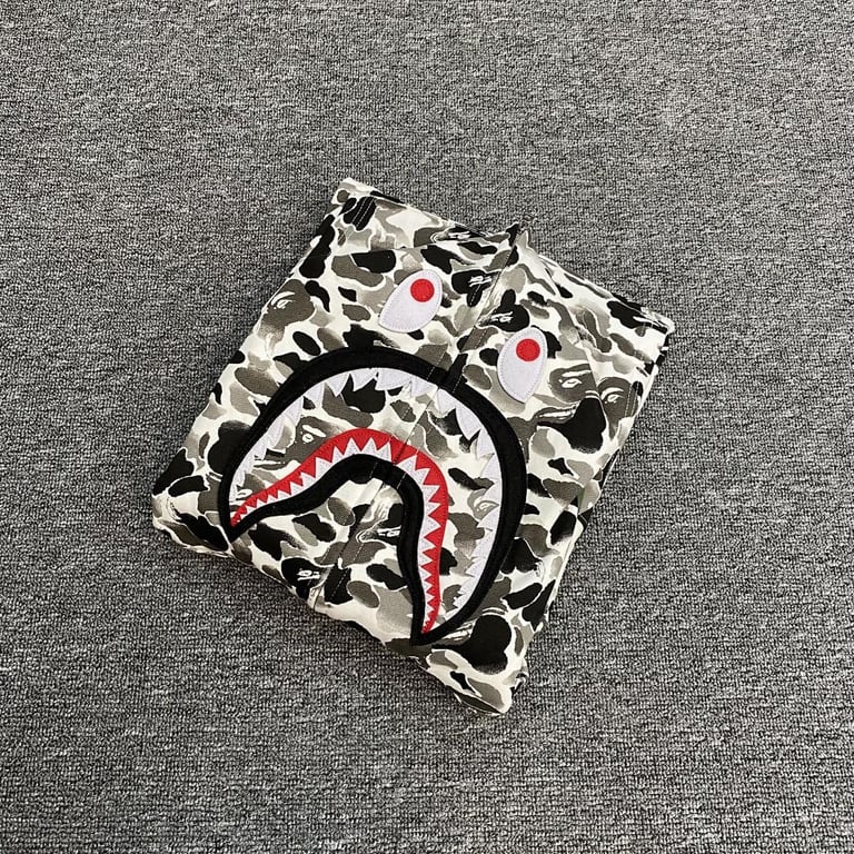 BAPE Shark Full Zip Hoodie Grey Camo - 4