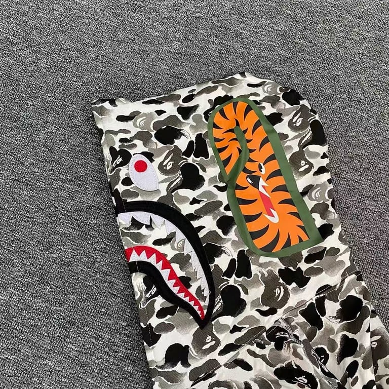 BAPE Shark Full Zip Hoodie Grey Camo - 7