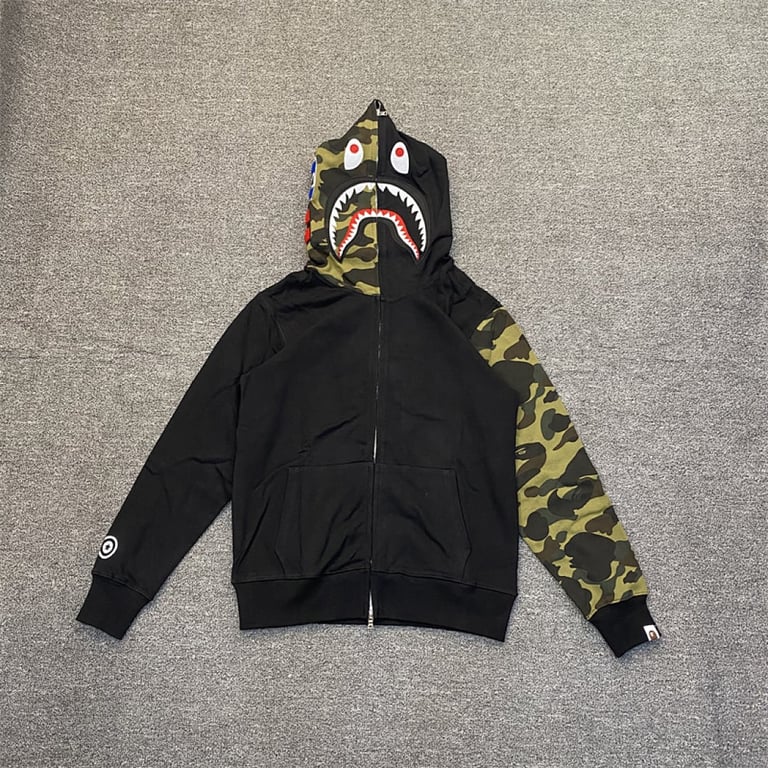 BAPE Shark Full Zip Hoodie Camo Sleeve - 2