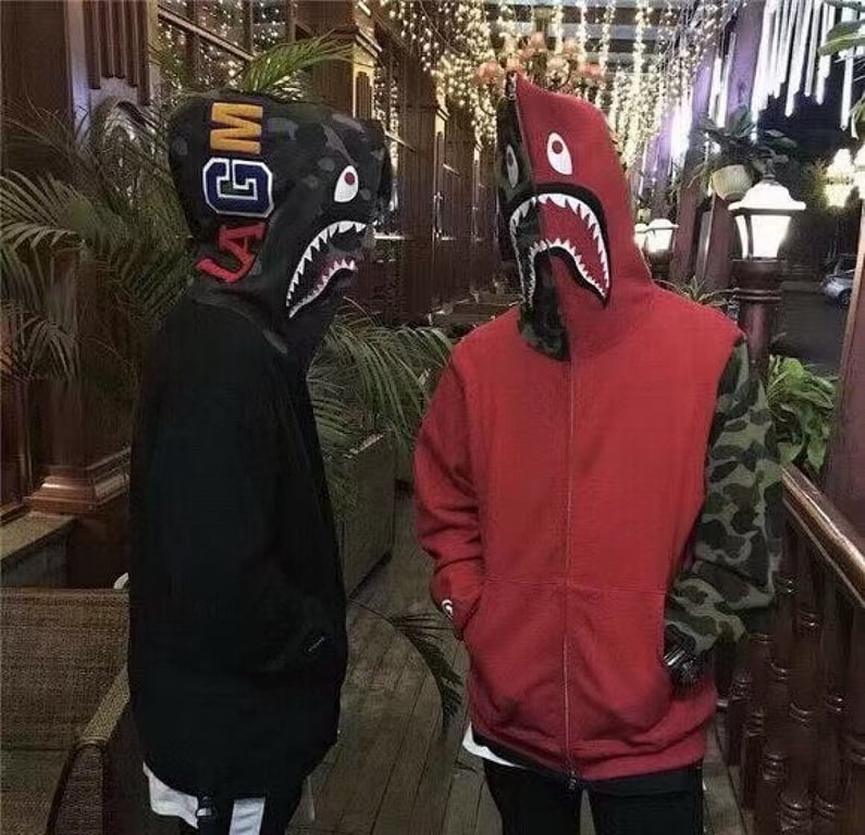 BAPE Shark Full Zip Hoodie Camo Sleeve - 12