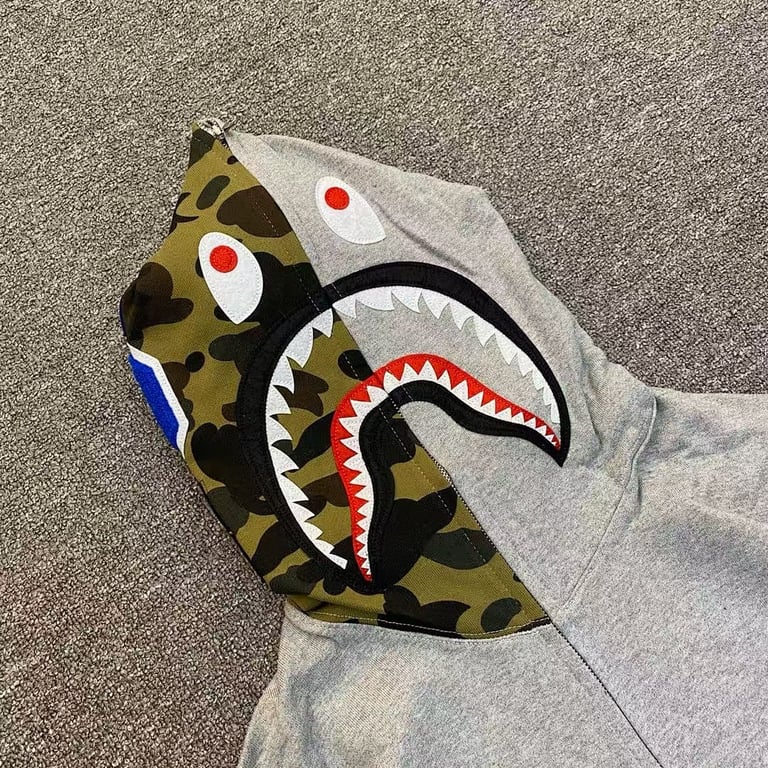 BAPE Shark Full Zip Hoodie Camo Sleeve - 19