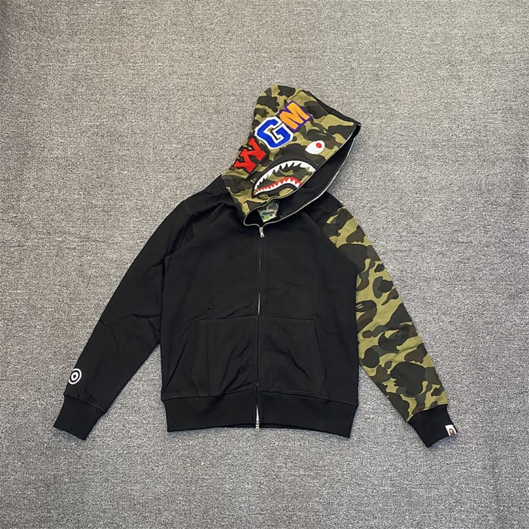 BAPE Shark Full Zip Hoodie Camo Sleeve - 3