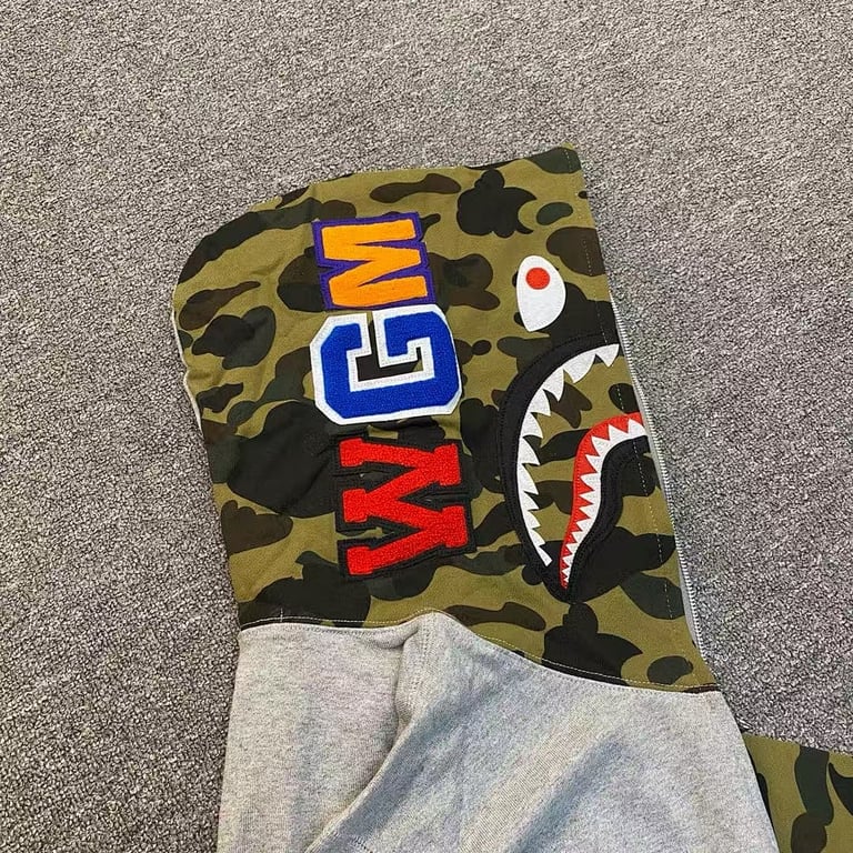 BAPE Shark Full Zip Hoodie Camo Sleeve - 21