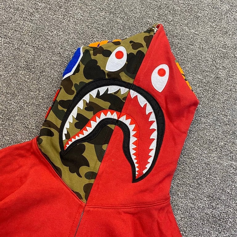 BAPE Shark Full Zip Hoodie Camo Sleeve - 25