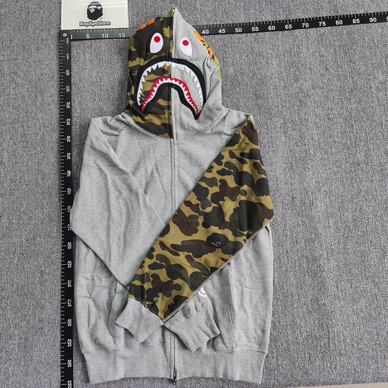 BAPE Shark Full Zip Hoodie Camo Sleeve - 30