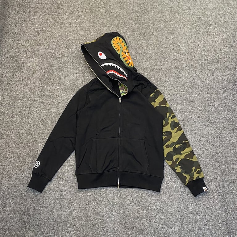 BAPE Shark Full Zip Hoodie Camo Sleeve - 4