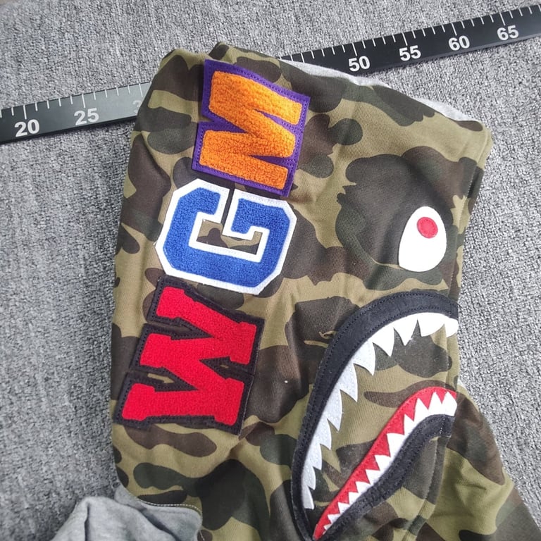 BAPE Shark Full Zip Hoodie Camo Sleeve - 33