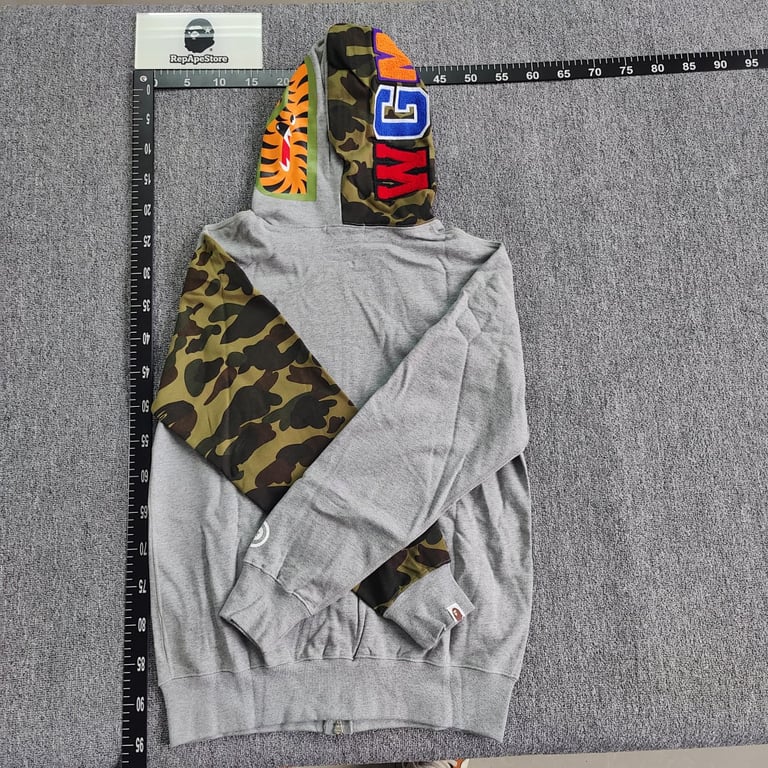 BAPE Shark Full Zip Hoodie Camo Sleeve - 36