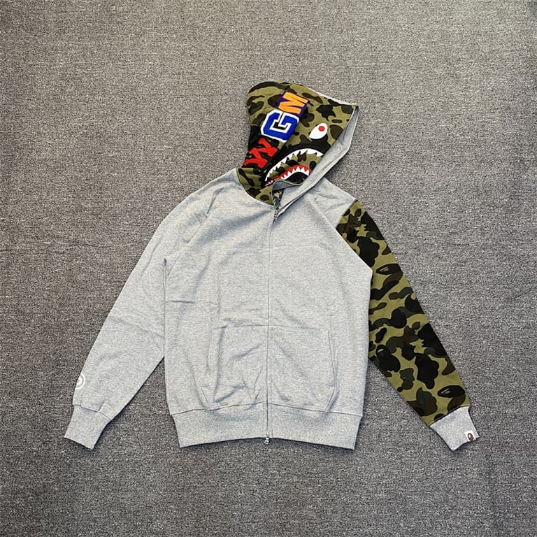 BAPE Shark Full Zip Hoodie Camo Sleeve - 6