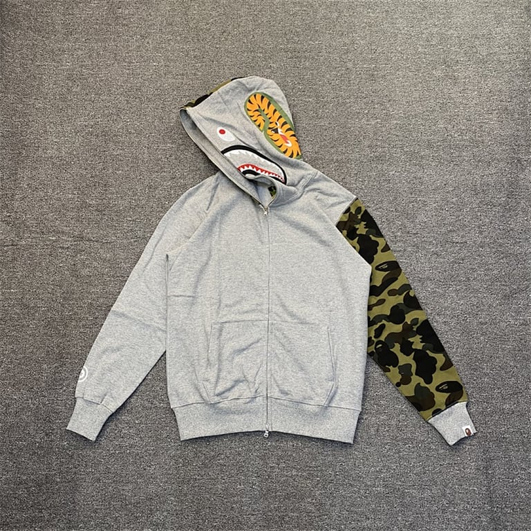 BAPE Shark Full Zip Hoodie Camo Sleeve - 7