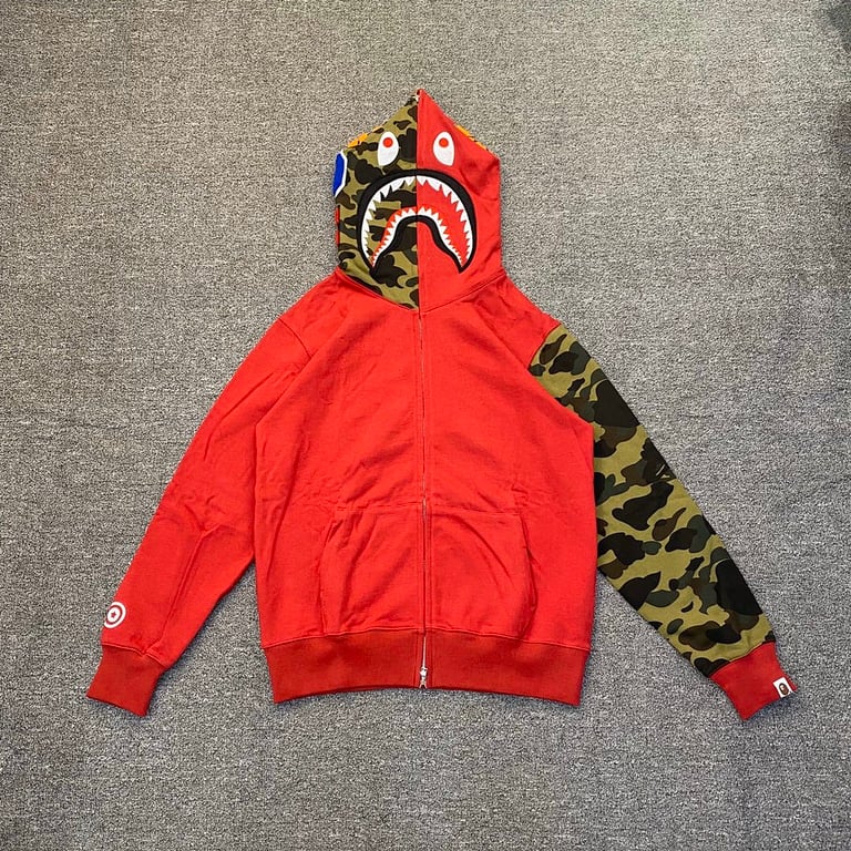 BAPE Shark Full Zip Hoodie Camo Sleeve - 8