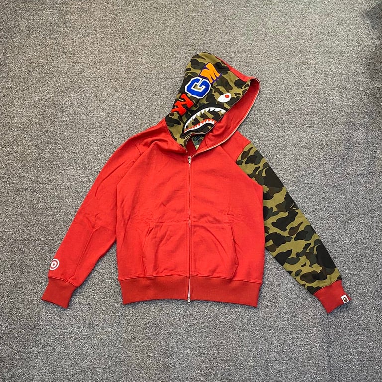 BAPE Shark Full Zip Hoodie Camo Sleeve - 10