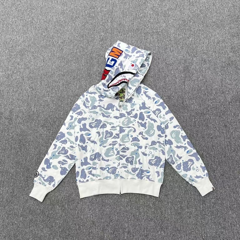 BAPE Shark Full Zip Hoodie Camo White - 2
