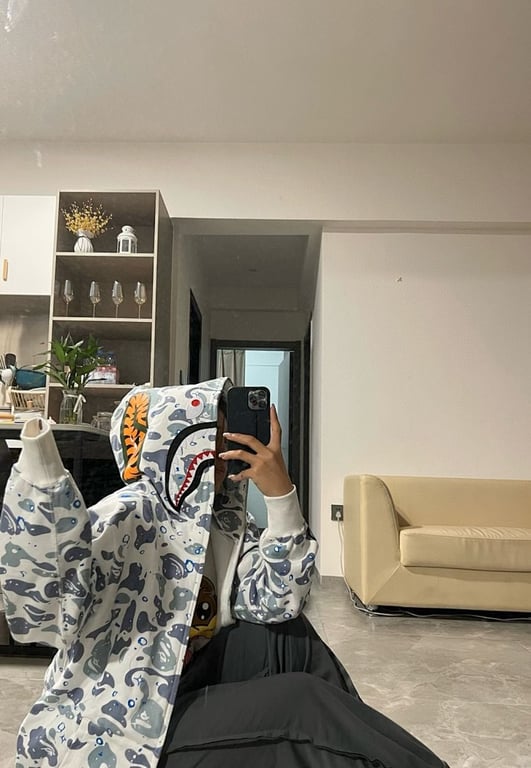 BAPE Shark Full Zip Hoodie Camo White - 11