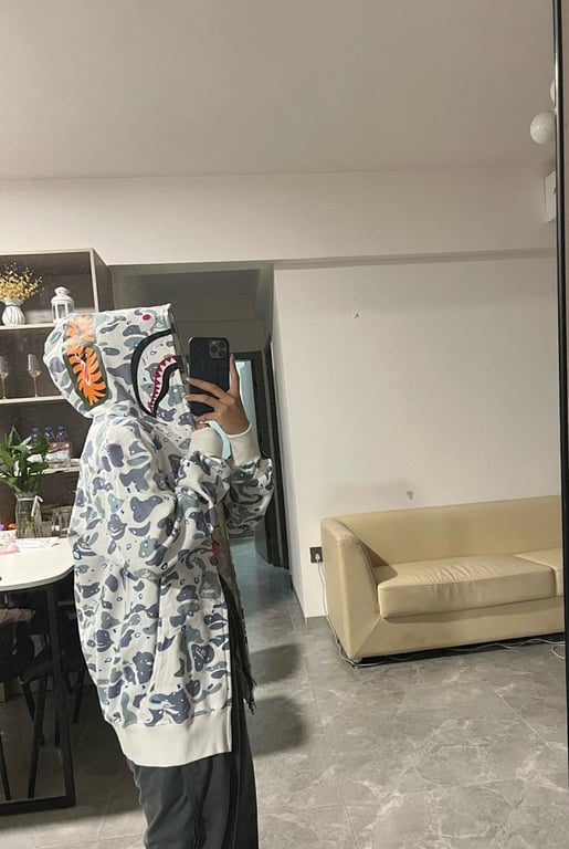 BAPE Shark Full Zip Hoodie Camo White - 12