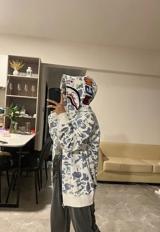 BAPE Shark Full Zip Hoodie Camo White - 13