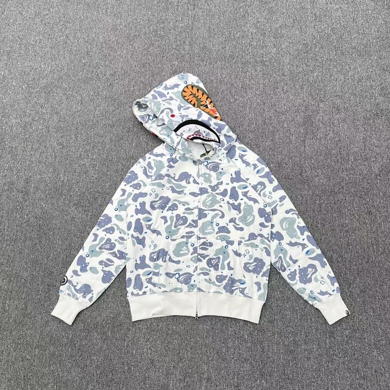 BAPE Shark Full Zip Hoodie Camo White - 3
