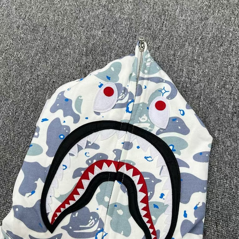 BAPE Shark Full Zip Hoodie Camo White - 4