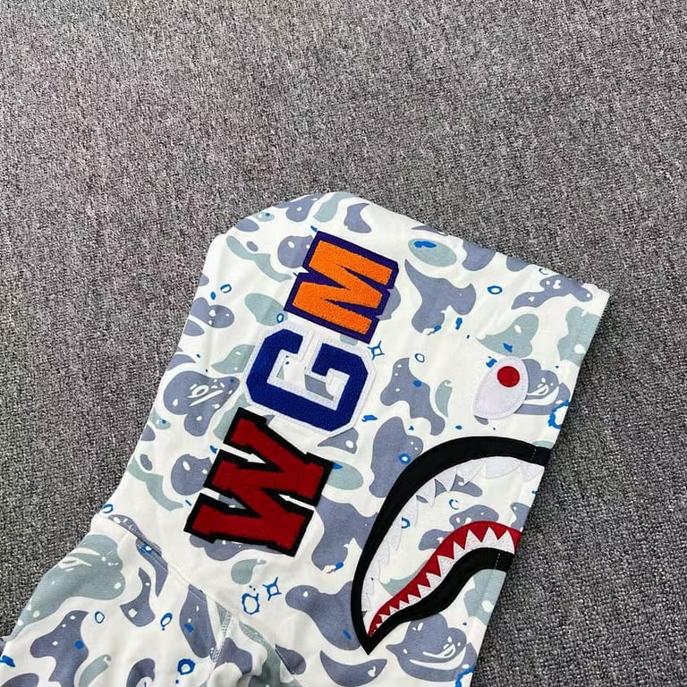 BAPE Shark Full Zip Hoodie Camo White - 5