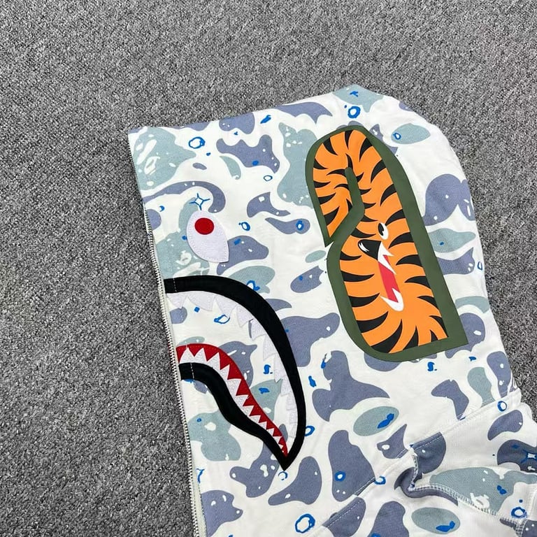 BAPE Shark Full Zip Hoodie Camo White - 6