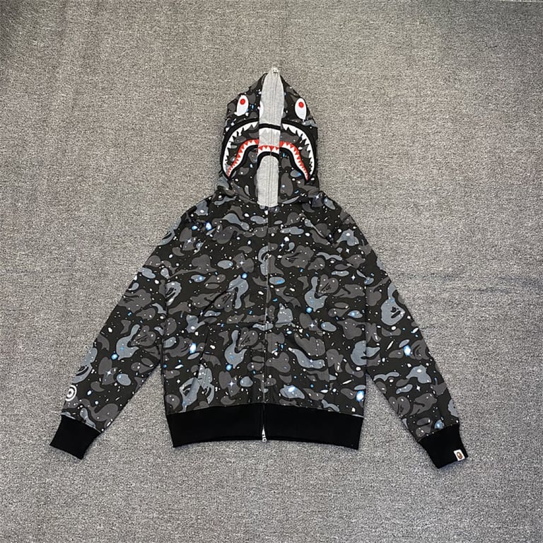 BAPE Double Hood Shark Full Zip Hoodie Starry Night - 5