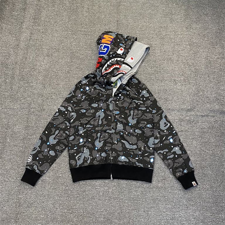 BAPE Double Hood Shark Full Zip Hoodie Starry Night - 6