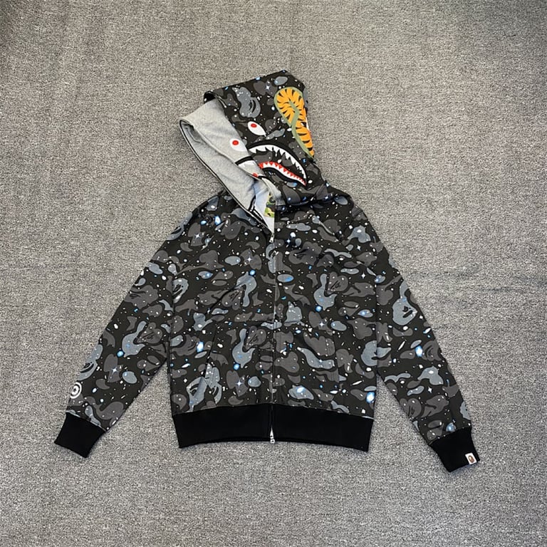 BAPE Double Hood Shark Full Zip Hoodie Starry Night - 7
