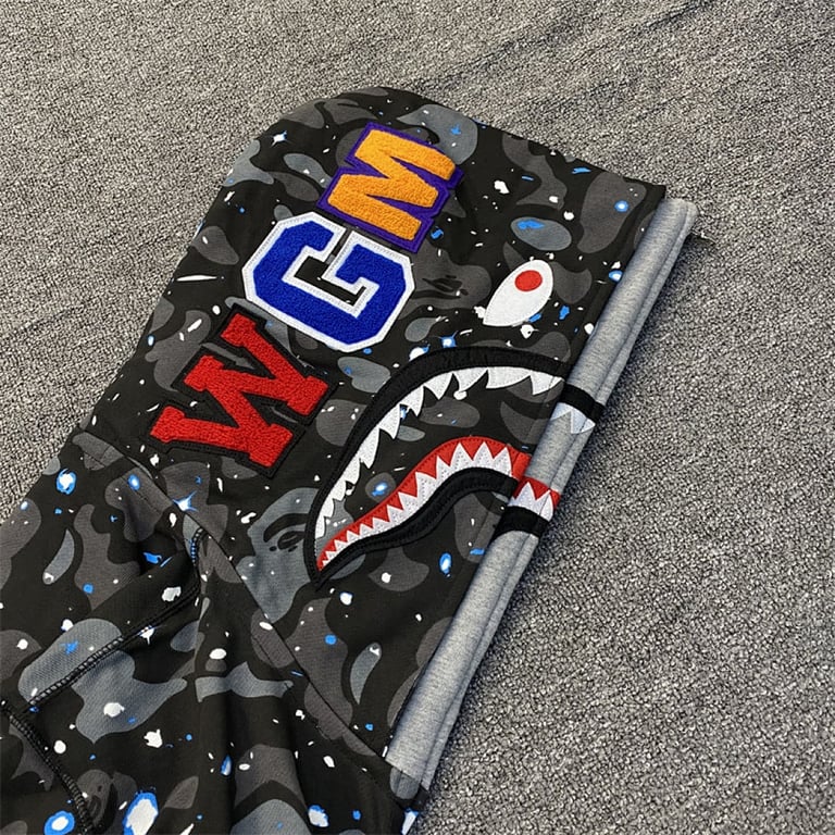 BAPE Double Hood Shark Full Zip Hoodie Starry Night - 8