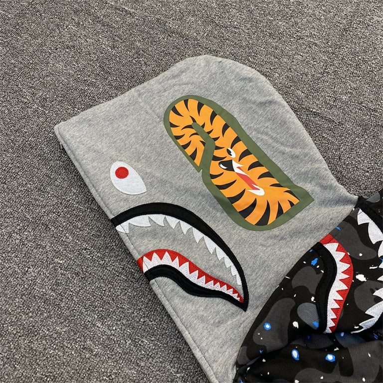 BAPE Double Hood Shark Full Zip Hoodie Starry Night - 9