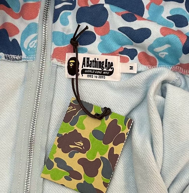BAPE ABC Camo Full Zip Shark Hoodie Blue - 7
