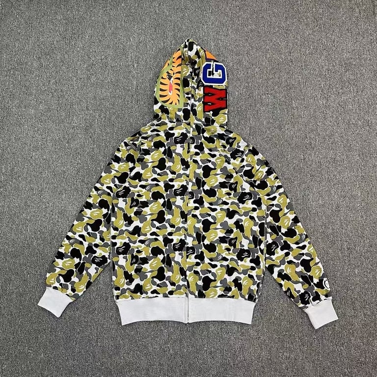 BAPE Double-Sided Shark Full Zip Hoodie Green Camo - 2