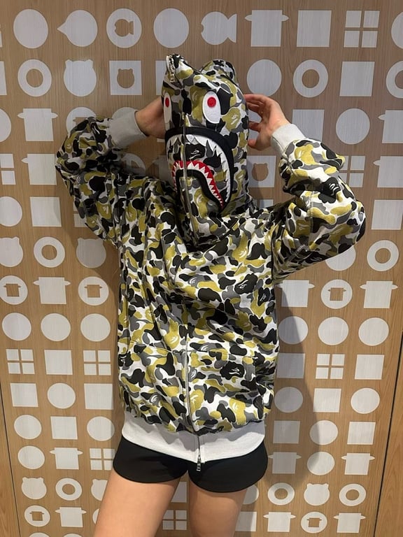 BAPE Double-Sided Shark Full Zip Hoodie Green Camo - 11