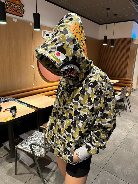 BAPE Double-Sided Shark Full Zip Hoodie Green Camo - 12