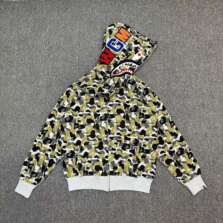 BAPE Double-Sided Shark Full Zip Hoodie Green Camo - 3