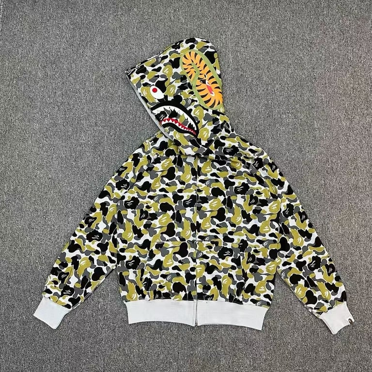 BAPE Double-Sided Shark Full Zip Hoodie Green Camo - 4