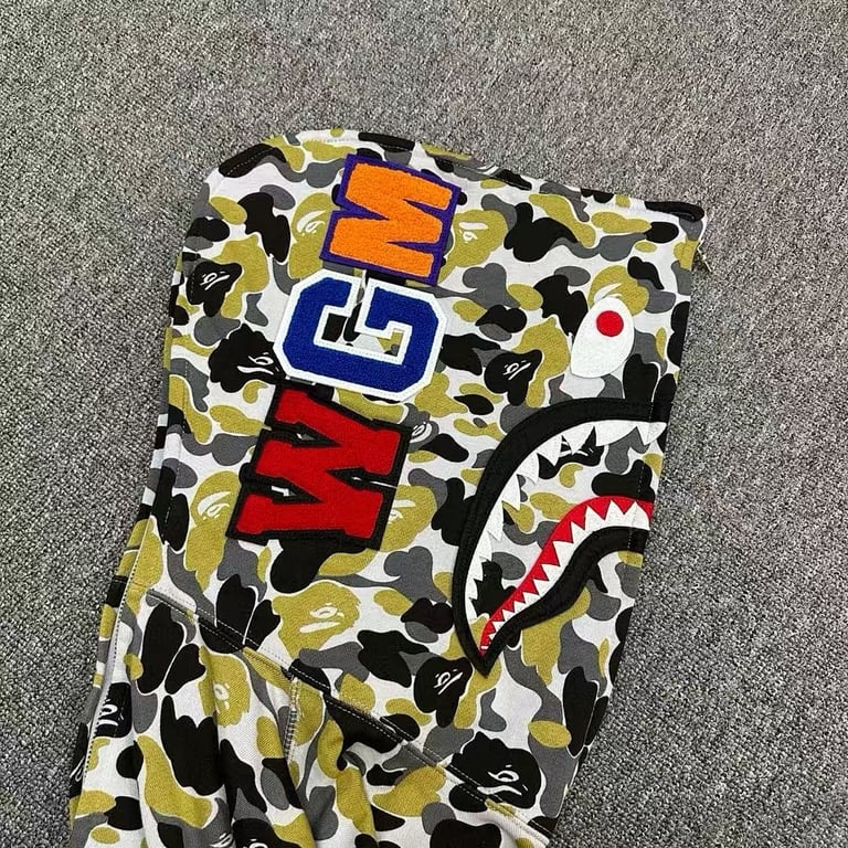 BAPE Double-Sided Shark Full Zip Hoodie Green Camo - 5
