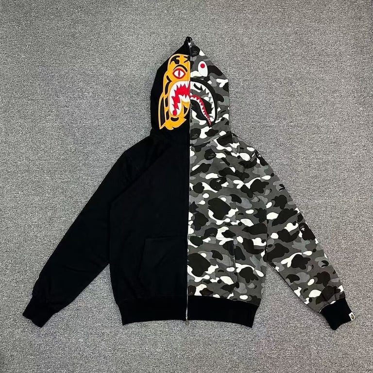 BAPE Shark Tiger Full Zip Hoodie Camo Split - 2