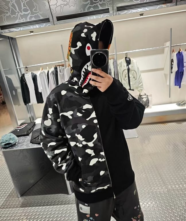 BAPE Shark Tiger Full Zip Hoodie Camo Split - 12