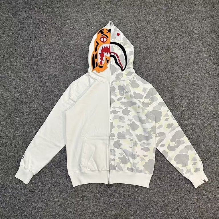 BAPE Shark Tiger Full Zip Hoodie Camo Split - 13
