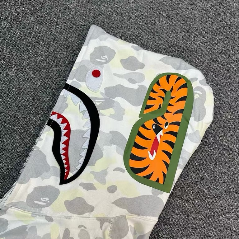 BAPE Shark Tiger Full Zip Hoodie Camo Split - 17