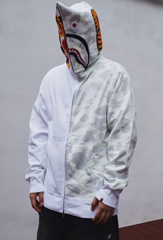 BAPE Shark Tiger Full Zip Hoodie Camo Split - 23