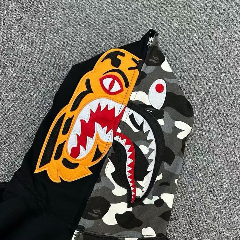 BAPE Shark Tiger Full Zip Hoodie Camo Split - 4