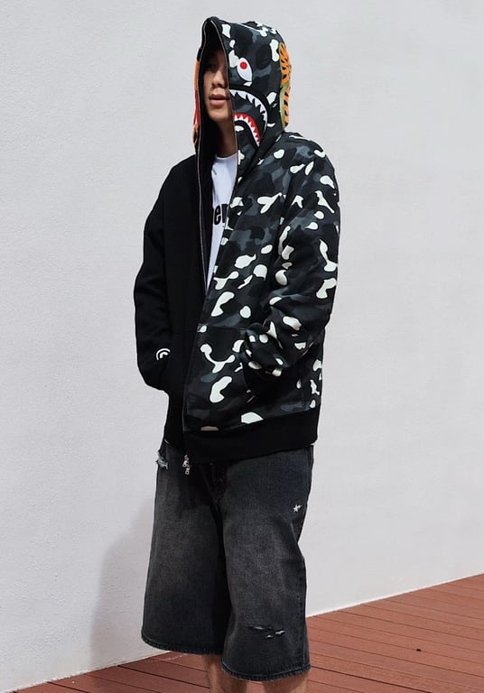 BAPE Shark Tiger Full Zip Hoodie Camo Split - 10