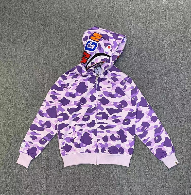 BAPE Color Camo Shark Full Zip Hoodie Purple - 2
